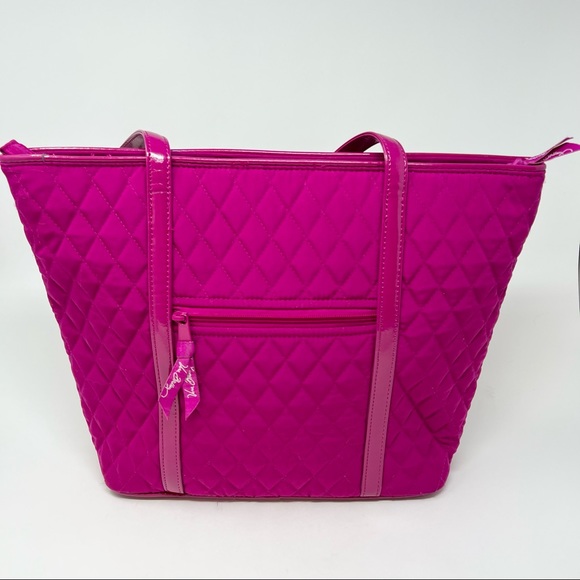 Vera Bradley Solid Fuchsia Quilted Tote Shoulder Bag - Picture 5 of 11